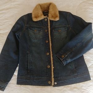 Jean Jacket w/ Quilted Interior & Faux Fur Trim
